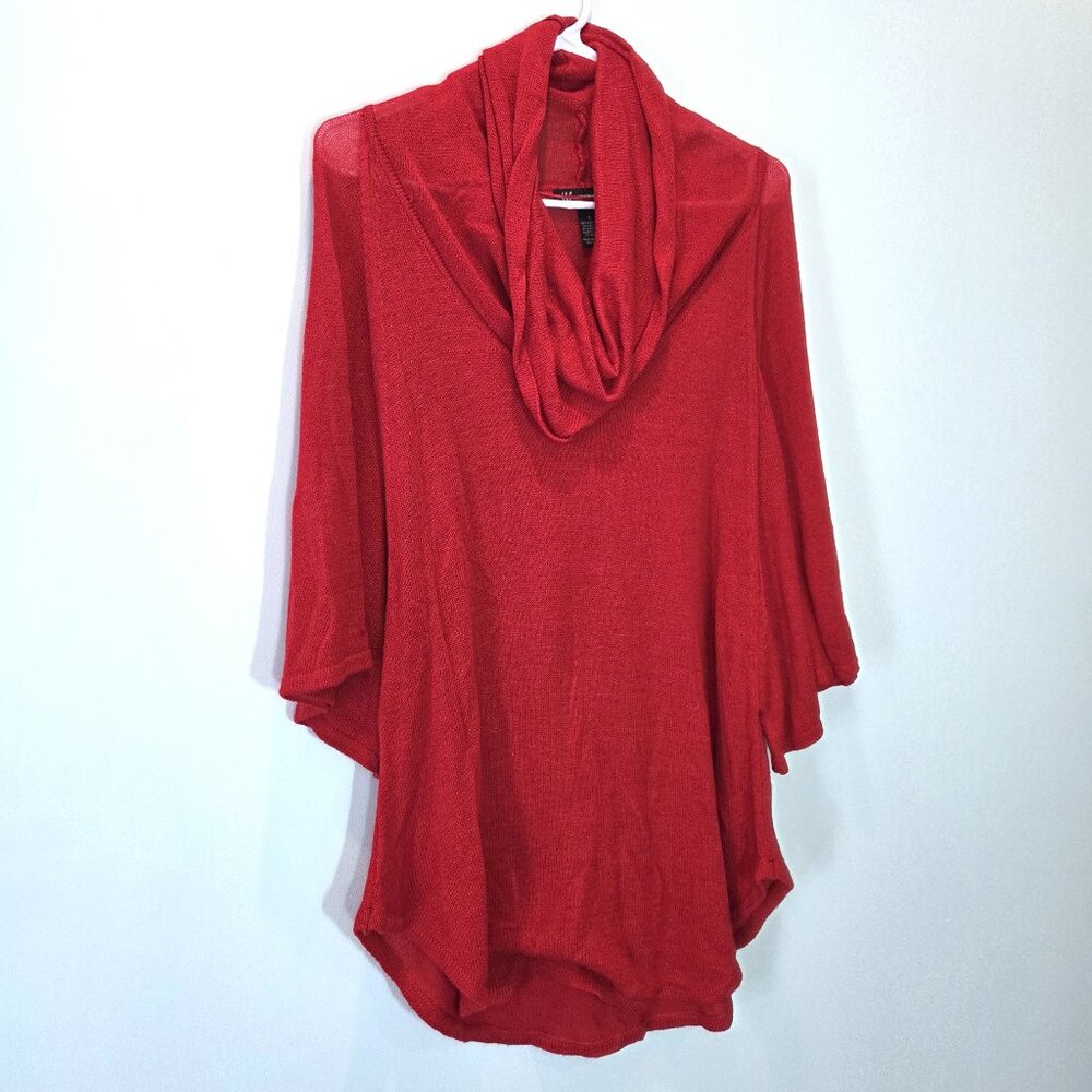 NWOT INC International Concepts Red Lightweight Cowl Neck Tunic Sweater Size S